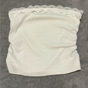 SHEIN White Tube Top with Lace Detail